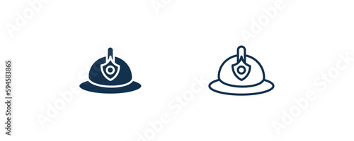 firefighter hat icon. Outline and filled firefighter hat icon from fashion and things  collection. Line and glyph vector isolated on white background. Editable firefighter hat symbol.