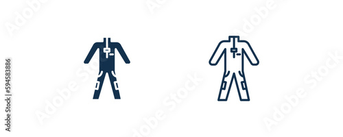 working coverall icon. Outline and filled working coverall icon from fashion and things  collection. Line and glyph vector isolated on white background. Editable working coverall symbol.