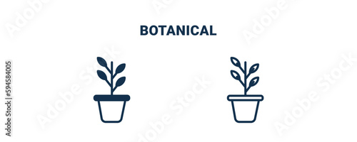 botanical icon. Outline and filled botanical icon from museum and exhibition collection. Line and glyph vector isolated on white background. Editable botanical symbol.