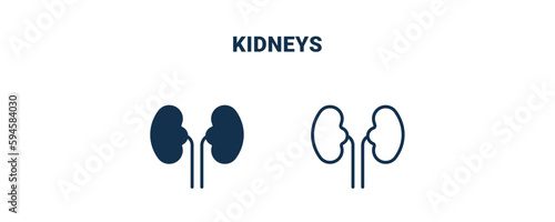 kidneys icon. Outline and filled kidneys icon from medical collection. Line and glyph vector isolated on white background. Editable kidneys symbol