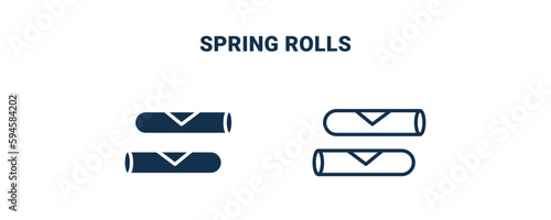 spring rolls icon. Outline and filled spring rolls icon from culture and civilization collection. Line and glyph vector isolated on white background. Editable spring rolls symbol.