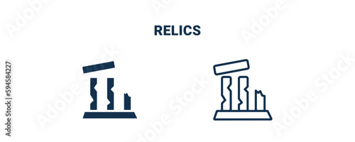 relics icon. Outline and filled relics icon from museum and exhibition collection. Line and glyph vector isolated on white background. Editable relics symbol.
