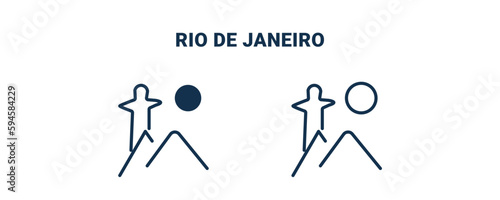 rio de janeiro icon. Outline and filled rio de janeiro icon from culture and civilization collection. Line and glyph vector isolated on white background. Editable rio de janeiro symbol.