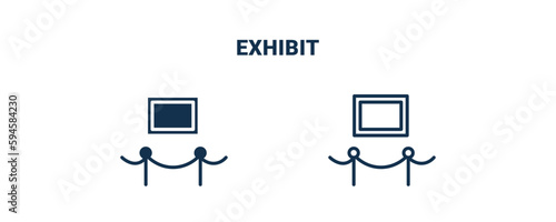 exhibit icon. Outline and filled exhibit icon from museum and exhibition collection. Line and glyph vector isolated on white background. Editable exhibit symbol.