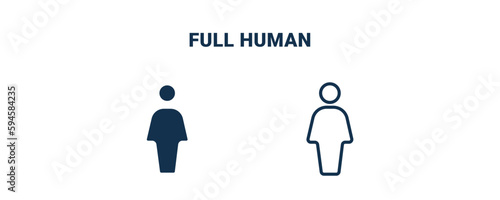 full human icon. Outline and filled full human icon from feeling and reaction collection. Line and glyph vector isolated on white background. Editable full human symbol.
