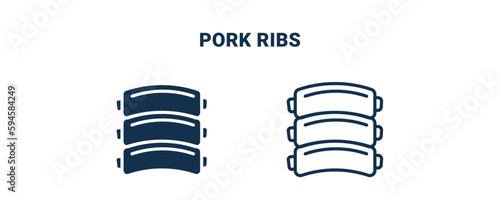 pork ribs icon. Outline and filled pork ribs icon from culture and civilization collection. Line and glyph vector isolated on white background. Editable pork ribs symbol.