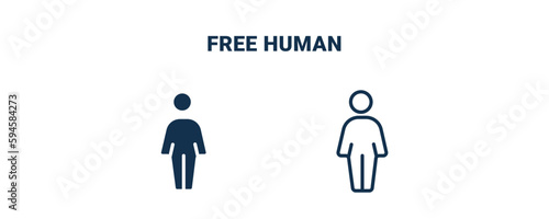 free human icon. Outline and filled free human icon from feeling and reaction collection. Line and glyph vector isolated on white background. Editable free human symbol. © Abstract