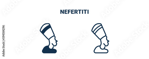 nefertiti icon. Outline and filled nefertiti icon from culture and civilization collection. Line and glyph vector isolated on white background. Editable nefertiti symbol.