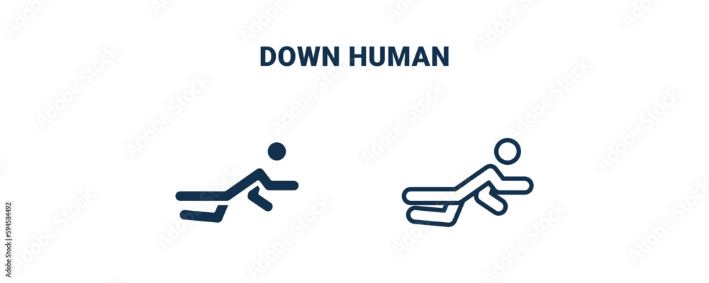 down human icon. Outline and filled down human icon from feeling and reaction collection. Line and glyph vector isolated on white background. Editable down human symbol. down human icon. Outline and filled down human icon from feeling and reaction collection. Line and glyph vector isolated on white background. Editable down human symbol.