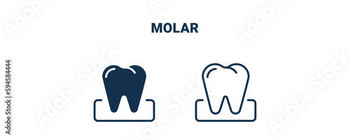 molar icon. Outline and filled molar icon from medical collection. Line and glyph vector isolated on white background. Editable molar symbol