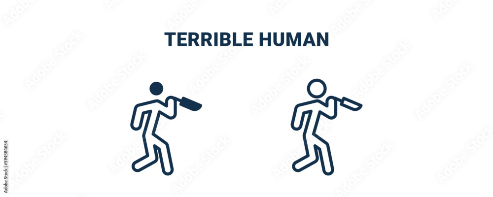 terrible human icon. Outline and filled terrible human icon from feeling and reaction collection. Line and glyph vector isolated on white background. Editable terrible human symbol. terrible human icon. Outline and filled terrible human icon from feeling and reaction collection. Line and glyph vector isolated on white background. Editable terrible human symbol.