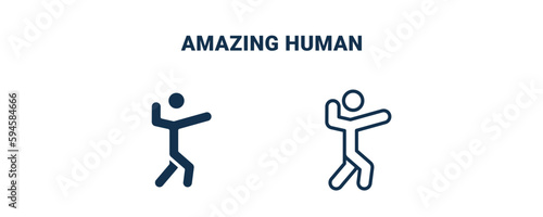 amazing human icon. Outline and filled amazing human icon from feeling and reaction collection. Line and glyph vector isolated on white background. Editable amazing human symbol.