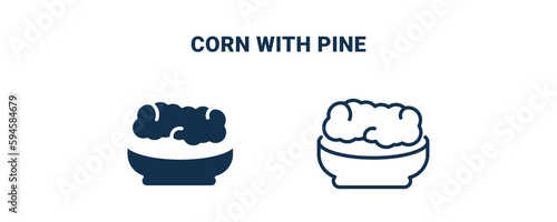 corn with pine icon. Outline and filled corn with pine icon from culture and civilization collection. Line and glyph vector isolated on white background. Editable corn with pine symbol.