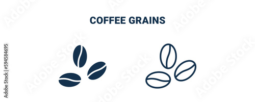 coffee grains icon. Outline and filled coffee grains icon from culture and civilization collection. Line and glyph vector isolated on white background. Editable coffee grains symbol.