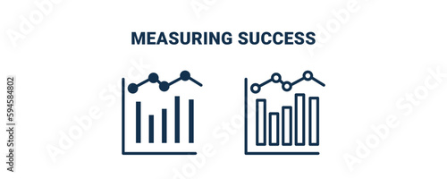 measuring success icon. Outline and vector measuring success icon from business and finance collection. Line and glyph vector isolated on white background. Editable measuring success symbol.