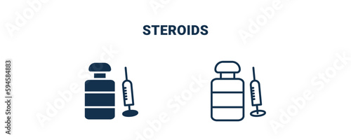steroids icon. Outline and filled steroids icon from Fitness and Gym collection. Line and glyph vector isolated on white background. Editable steroids symbol.