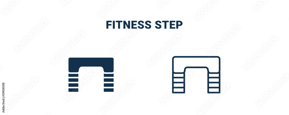 fitness step icon. Outline and filled fitness step icon from Fitness and Gym collection. Line and glyph vector isolated on white background. Editable fitness step symbol. fitness step icon. Outline and filled fitness step icon from Fitness and Gym collection. Line and glyph vector isolated on white background. Editable fitness step symbol.