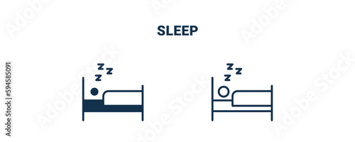 sleep icon. Outline and filled sleep icon from Fitness and Gym collection. Line and glyph vector isolated on white background. Editable sleep symbol.