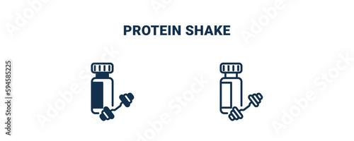 protein shake icon. Outline and filled protein shake icon from Fitness and Gym collection. Line and glyph vector isolated on white background. Editable protein shake symbol.