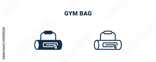 gym bag icon. Outline and filled gym bag icon from Fitness and Gym collection. Line and glyph vector isolated on white background. Editable gym bag symbol.