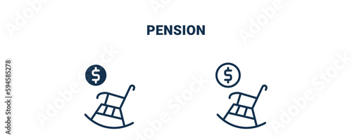 pension icon. Outline and filled pension icon from Human Resources collection. Line and glyph vector isolated on white background. Editable pension symbol.