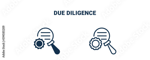 due diligence icon. Outline and filled due diligence icon from Human Resources collection. Line and glyph vector isolated on white background. Editable due diligence symbol.