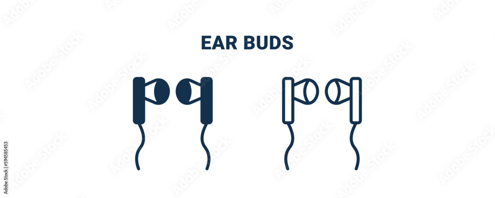 ear buds icon. Outline and filled ear buds icon from Hygiene and Sanitation collection. Line and glyph vector isolated on white background. Editable ear buds symbol. ear buds icon. Outline and filled ear buds icon from Hygiene and Sanitation collection. Line and glyph vector isolated on white background. Editable ear buds symbol.