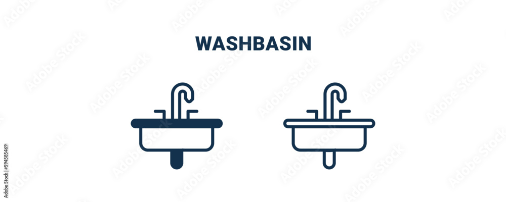 washbasin icon. Outline and filled washbasin icon from Hygiene and Sanitation collection. Line and glyph vector isolated on white background. Editable washbasin symbol. washbasin icon. Outline and filled washbasin icon from Hygiene and Sanitation collection. Line and glyph vector isolated on white background. Editable washbasin symbol.