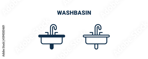 washbasin icon. Outline and filled washbasin icon from Hygiene and Sanitation collection. Line and glyph vector isolated on white background. Editable washbasin symbol.
