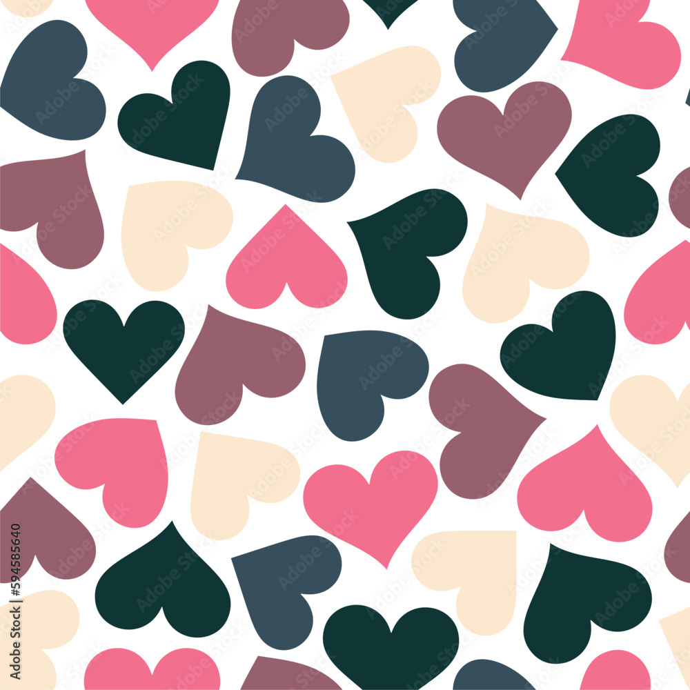 Colorful love pattern. Love background. Different hearts.