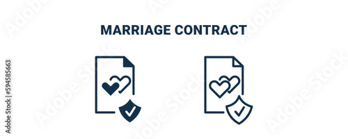 marriage contract icon. Outline and filled marriage contract icon from Insurance and Coverage collection. Line and glyph vector isolated on white background. Editable marriage contract symbol.