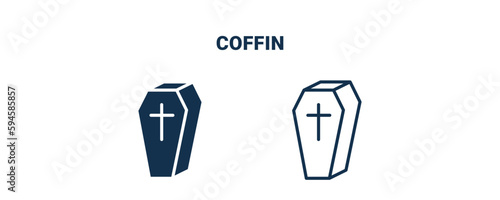 coffin icon. Outline and filled coffin icon from Insurance and Coverage collection. Line and glyph vector isolated on white background. Editable coffin symbol.