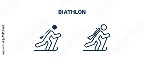 biathlon icon. Outline and filled biathlon icon from sport and game collection. Line and glyph vector isolated on white background. Editable biathlon symbol.