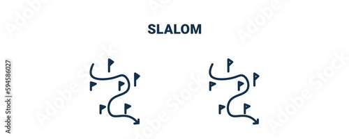 slalom icon. Outline and filled slalom icon from sport and game collection. Line and glyph vector isolated on white background. Editable slalom symbol.