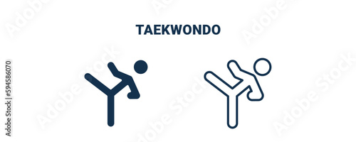 taekwondo icon. Outline and filled taekwondo icon from sport and game collection. Line and glyph vector isolated on white background. Editable taekwondo symbol.