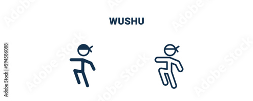 wushu icon. Outline and filled wushu icon from sport and game collection. Line and glyph vector isolated on white background. Editable wushu symbol.