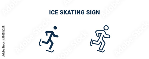 ice skating sign icon. Outline and filled ice skating sign icon from sport and game collection. Line and glyph vector isolated on white background. Editable ice skating sign symbol.