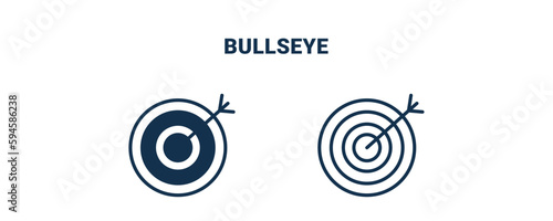 bullseye icon. Outline and filled bullseye icon from sport and game collection. Line and glyph vector isolated on white background. Editable bullseye symbol.