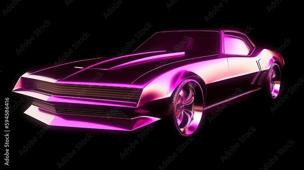 Futuristic retro wave synth wave car Retro sport car. Sports Car Illustration. Generative AI Futuristic retro wave synth wave car Retro sport car. Sports Car Illustration. Generative AI