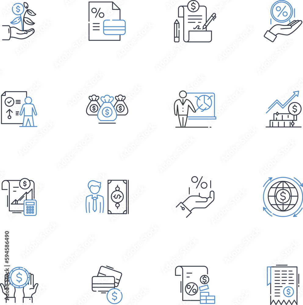 Balance transfer line icons collection. Transfer, Balance, Credit, Card, Savings, Interest, APR vector and linear illustration. Debt,Introductory,Promotion outline signs set