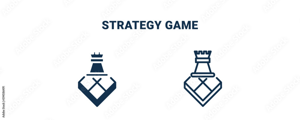 strategy game icon. Outline and filled strategy game icon from startup and strategy collection. Line and glyph vector isolated on white background. Editable strategy game symbol.