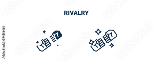 rivalry icon. Outline and filled rivalry icon from startup and strategy collection. Line and glyph vector isolated on white background. Editable rivalry symbol.