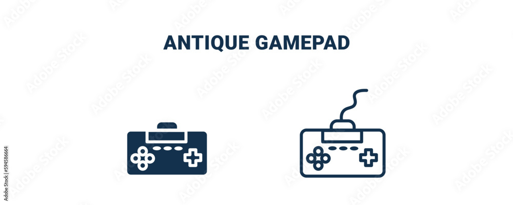antique gamepad icon. Outline and filled antique gamepad icon from technology collection. Line and glyph vector isolated on white background. Editable antique gamepad symbol. antique gamepad icon. Outline and filled antique gamepad icon from technology collection. Line and glyph vector isolated on white background. Editable antique gamepad symbol.