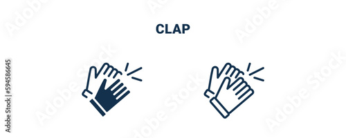 clap icon. Outline and filled clap icon from startup and strategy collection. Line and glyph vector isolated on white background. Editable clap symbol.