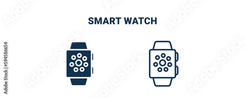 smart watch icon. Outline and filled smart watch icon from technology collection. Line and glyph vector isolated on white background. Editable smart watch symbol.