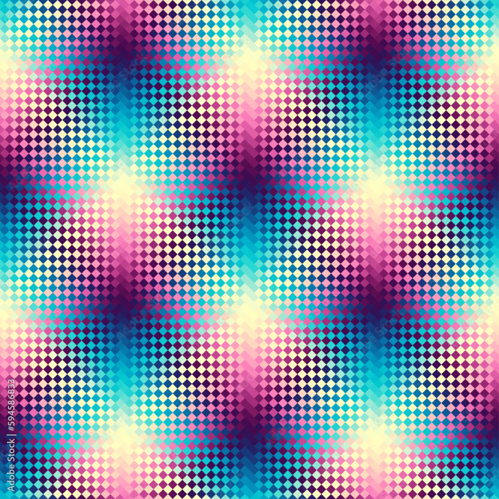 Diagonal plaid pattern. Moire overlapping effect. Vector seamless image.