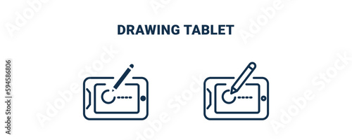 drawing tablet icon. Outline and filled drawing tablet icon from technology collection. Line and glyph vector isolated on white background. Editable drawing tablet symbol.