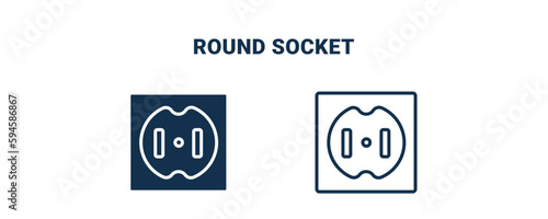 round socket icon. Outline and filled round socket icon from technology collection. Line and glyph vector isolated on white background. Editable round socket symbol.