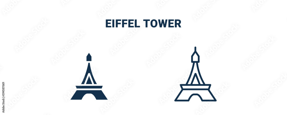 eiffel tower icon. Outline and filled eiffel tower icon from travel and trip collection. Line and glyph vector isolated on white background. Editable eiffel tower symbol. eiffel tower icon. Outline and filled eiffel tower icon from travel and trip collection. Line and glyph vector isolated on white background. Editable eiffel tower symbol.