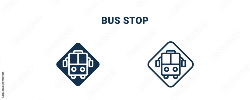 bus stop icon. Outline and filled bus stop icon from travel and trip collection. Line and glyph vector isolated on white background. Editable bus stop symbol. bus stop icon. Outline and filled bus stop icon from travel and trip collection. Line and glyph vector isolated on white background. Editable bus stop symbol.